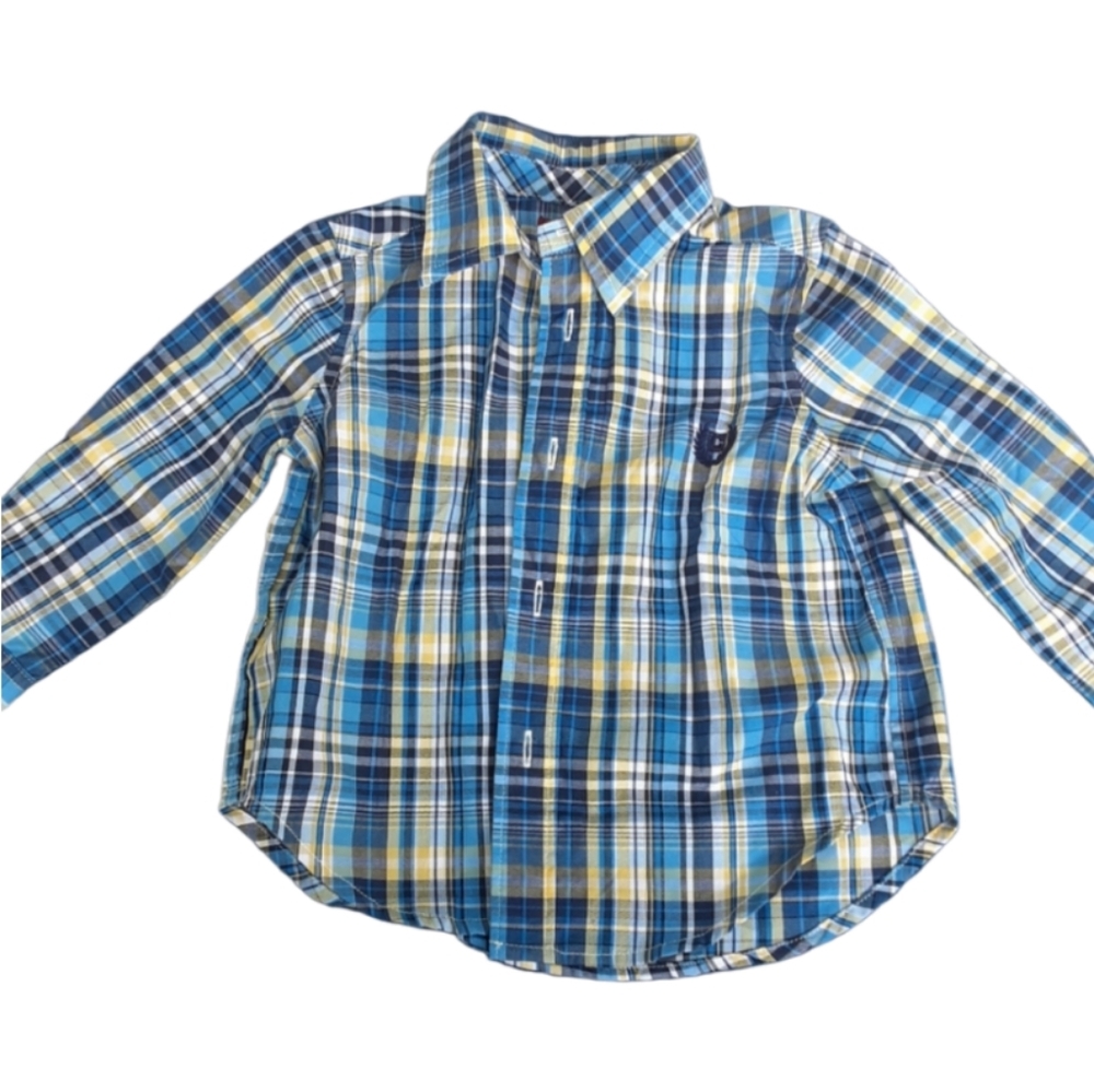 Size 12 months baby boys plaid Chaps long sleeve shirt